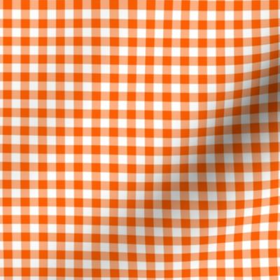 Small Gingham Pattern - Vivid Orange and White
