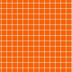 Grid Pattern - Vivid Orange and White
