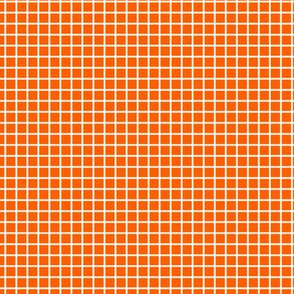 Small Grid Pattern - Vivid Orange and White