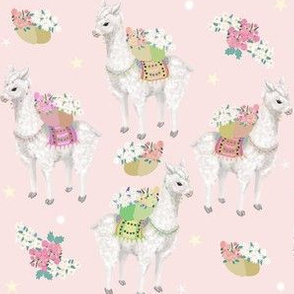 Llama Life Floral On Pink