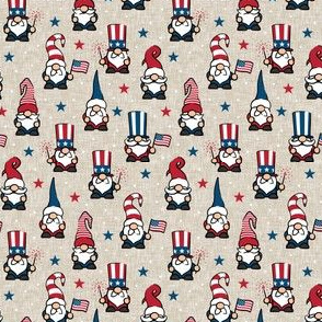 (small scale) patriotic gnomes - Stars and Stripes - red white and blue - tan - LAD21