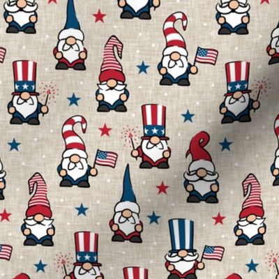 patriotic gnomes - Stars and Stripes - red white and blue - tan - LAD21