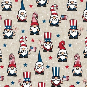 patriotic gnomes - Stars and Stripes - red white and blue - tan - LAD21