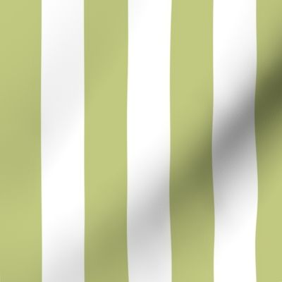 Large Pear Green Awning Stripe Pattern Vertical in White