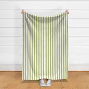 Large Pear Green Awning Stripe Pattern Vertical in White