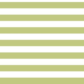 Pear Green Awning Stripe Pattern Horizontal in White