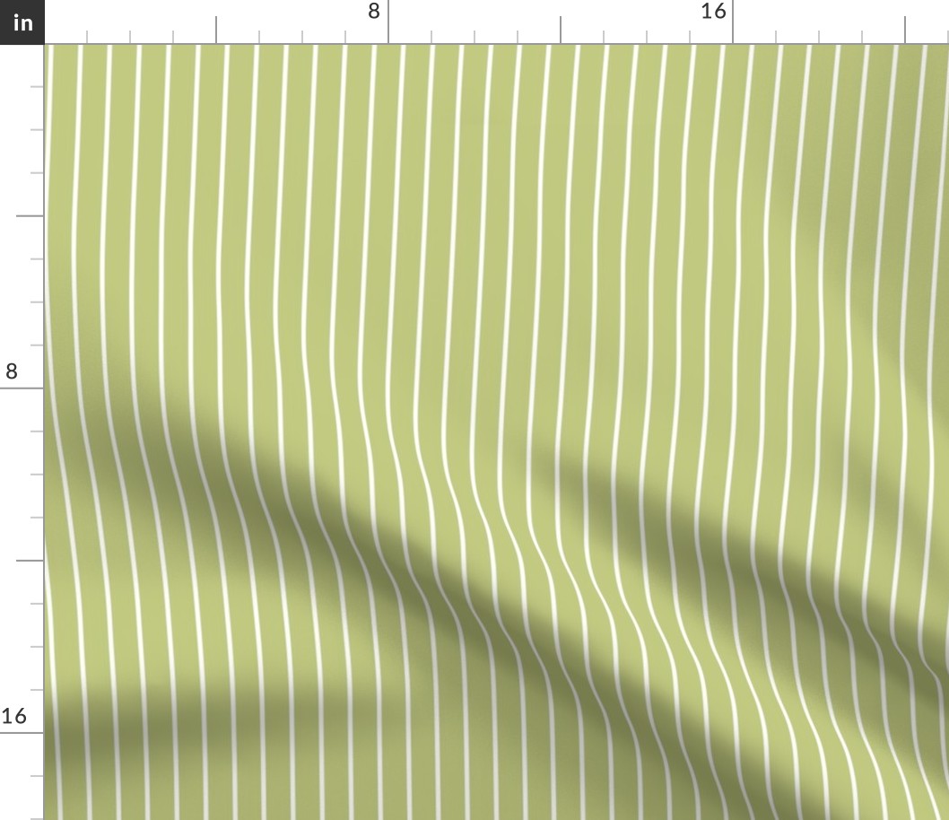 Pear Green Pin Stripe Pattern Vertical in White