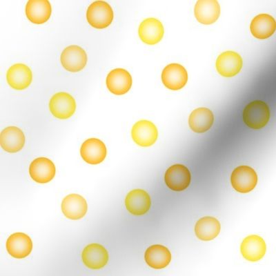 balloon dots in yellow, saffron and gold on white
