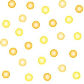 balloon dots in yellow, saffron and gold on white