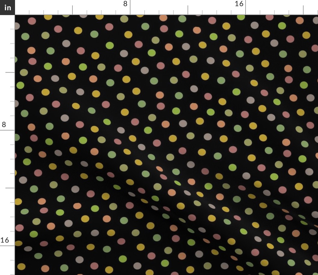 confetti dots - vintage colors on black