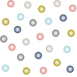 balloon dots - navy, grey, coral, and light blue