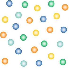 balloon dots in circus blue, green, yellow and orange