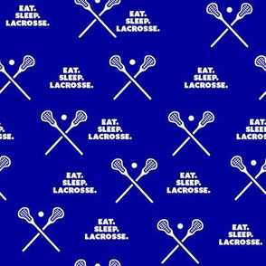 Lacrosse-White Words and Stick-Dark Blue Background