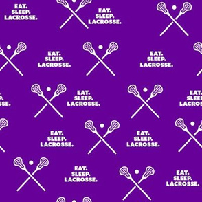 Lacrosse-White Words and Stick-Purple Background