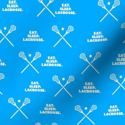 Lacrosse-White Words and Stick-Lt Blue Background