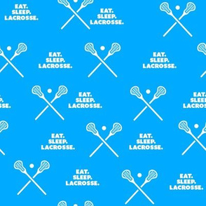 Lacrosse-White Words and Stick-Lt Blue Background