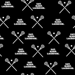 Lacrosse-White Words and Stick-Black Background