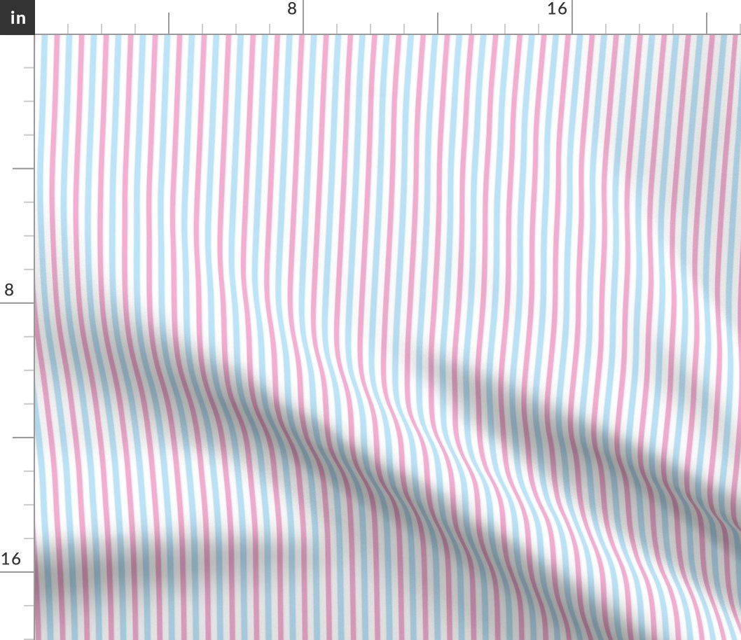 Baby Pink and blue Striped Fabric