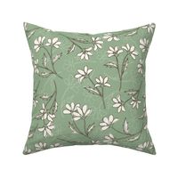 hand drawn floral - green and brown - small