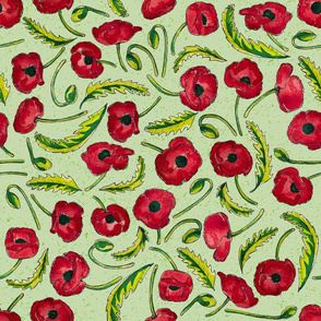 Painted Poppies on Green by ArtfulFreddy
