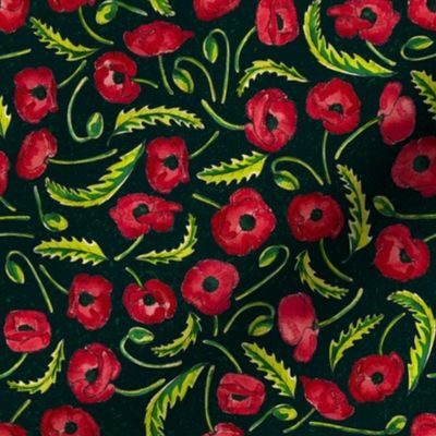 Painted Poppies on Black (small scale) by ArtfulFreddy