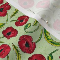 Painted Poppies on Green (small scale) by ArtfulFreddy