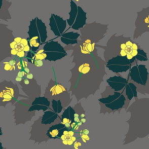 Oregon Grape Flowers - Hand Drawn Floral - Yellow