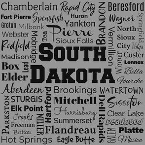 South Dakota cities, gray (8-inch repeat)