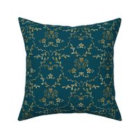 Faux Gold Damask on Midnight Blue