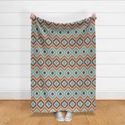 Bohemian geometrics Aztec kilim greige teal brown large