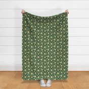 scattered rosette flowers dark green small