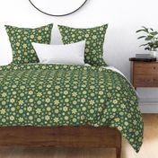 scattered rosette flowers dark green small