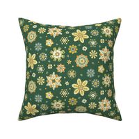 scattered rosette flowers dark green small