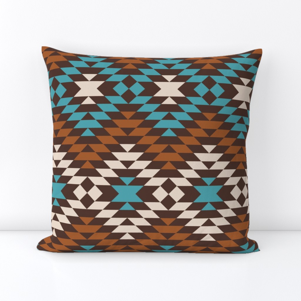 Aztec diamonds kilim brown teal large