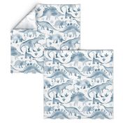 Steel blue dinosaurs on white - larger scale