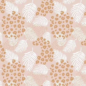 Palm leaves and animal panther spots leopard summer boho summer beige sand ochre yellow