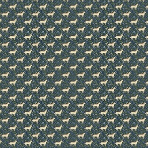 Floral Labrador Dogs on dark navy grey - tiny scale