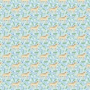 Floral Labrador Dogs on light blue - small scale