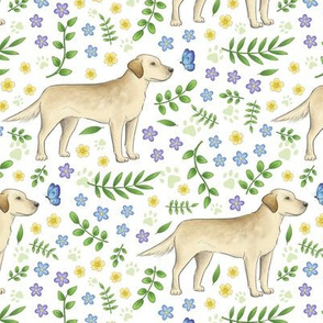 Floral Labrador Dogs on white - large scale