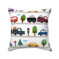 Large Colorful City Life Cars Trucks Busses Roads 