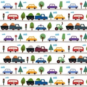 Small Scale Colorful City Life Cars Trucks Busses Roads 