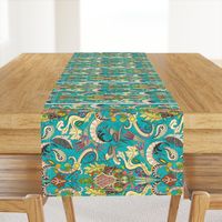 boho rococo turquoise tea towel