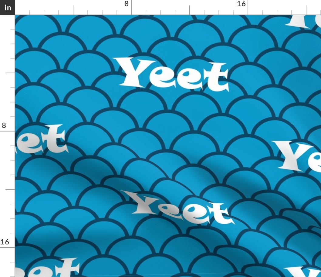 Blue Mermaid Scale Yeet White Text Viral Phrase