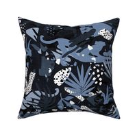 Abstract Jungle in Dark Blue / Large