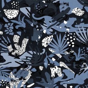 Abstract Jungle in Dark Blue / Large