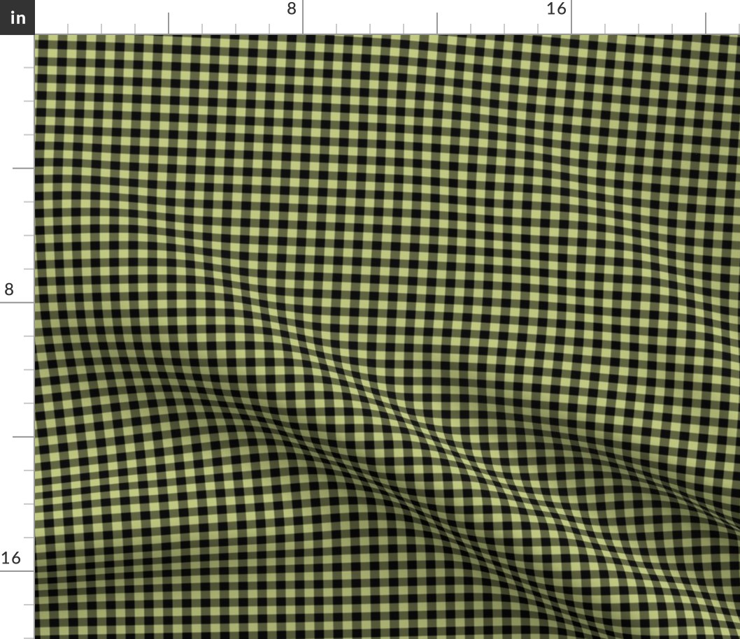 Small Gingham Pattern - Pear Green and Black