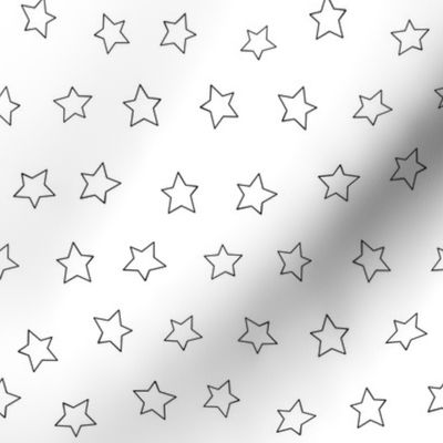 Star fabric - simple doodle star wallpaper - White