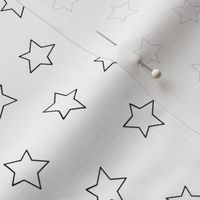 Star fabric - simple doodle star wallpaper - White