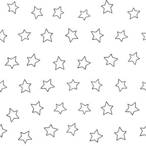 Star fabric - simple doodle star wallpaper - White