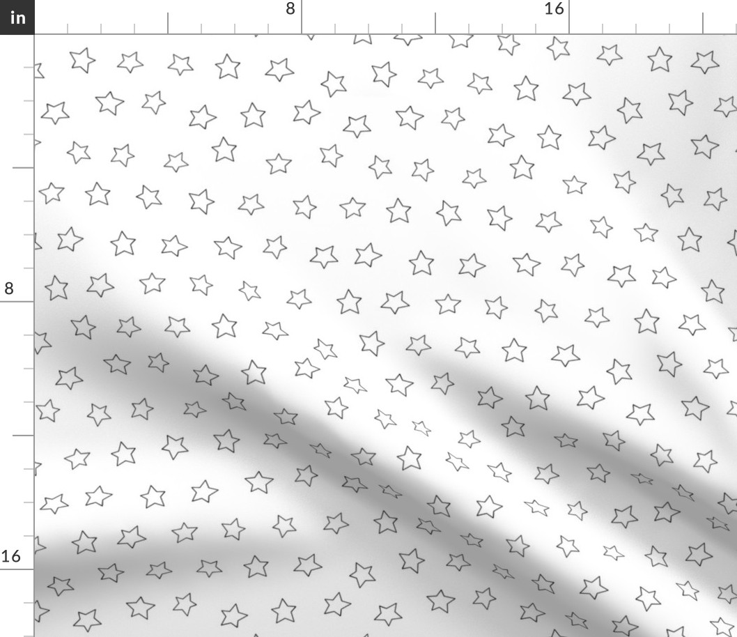 Star fabric - simple doodle star wallpaper - White